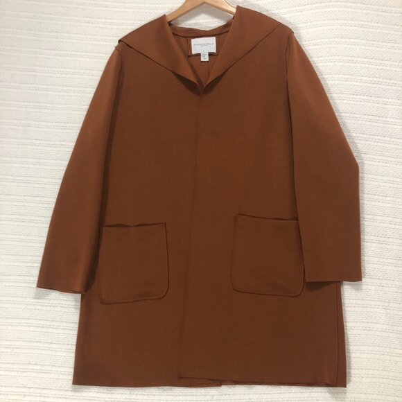 Carolina Belle Montreal Oversize Rusty Orange Open Front Blazer Trench Jacket XL - Picture 2 of 5